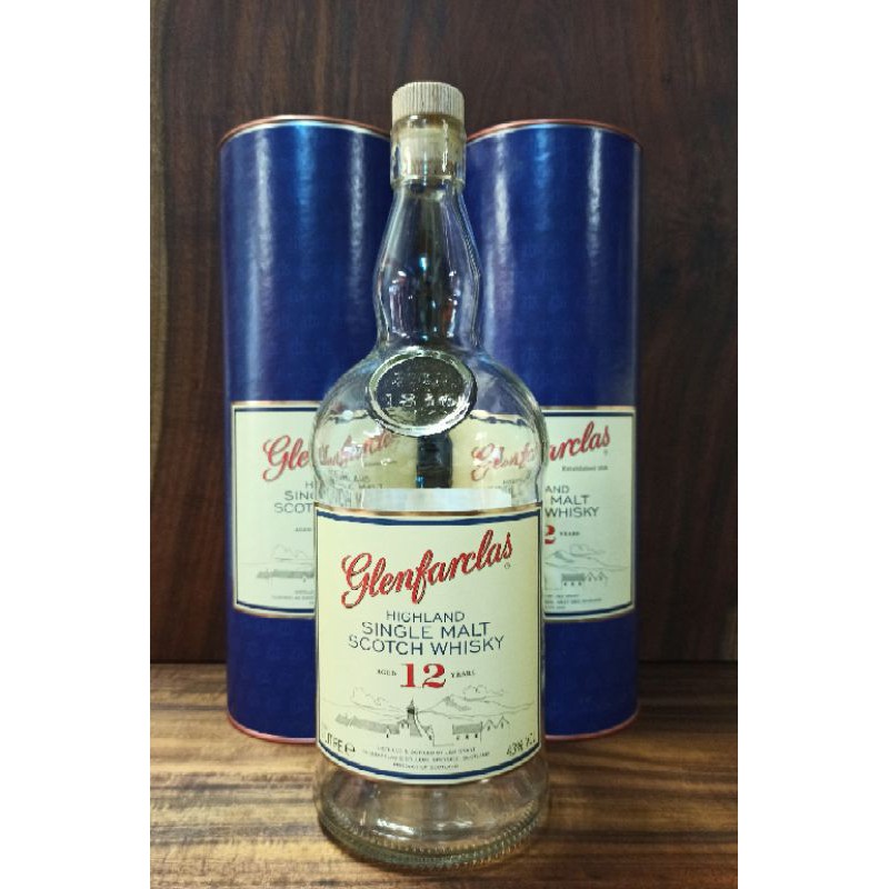 “Glenfarclas 格蘭花格 “12年蘇格蘭威士忌空瓶1000ML/空酒瓶/容器/擺飾