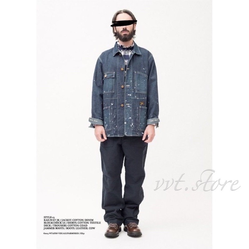 WTAPS 15AW RAILWAY / JACKET. COTTON. DENIM 水洗潑墨牛仔外套襯衫| 蝦皮購物