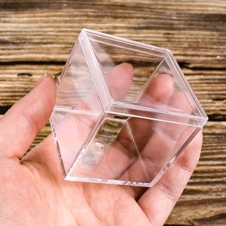 正方形5.5/6.5/7.5/8.5/10cm塑膠透明盒收納盒收納盒展示盒容器120ml正方形塑膠盒ps透明水晶泥親嘴糖