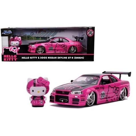 BEETLE JADA HELLO KITTY 2002 NISSAN SKYLINE GTR 模型車1:24 合金