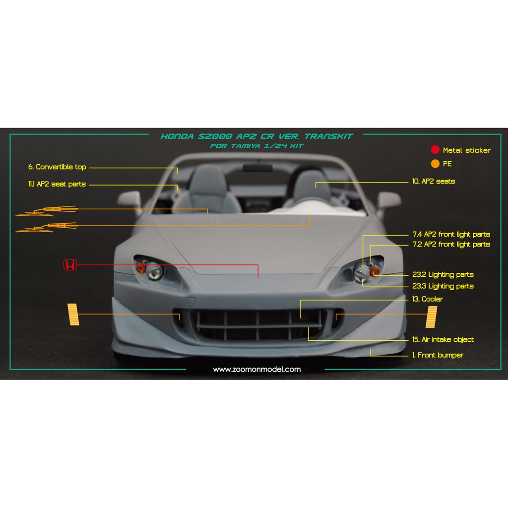 ZoomOn Z036 1/24 ホンダ S2000 AP2 CR パーツセット : ホビー