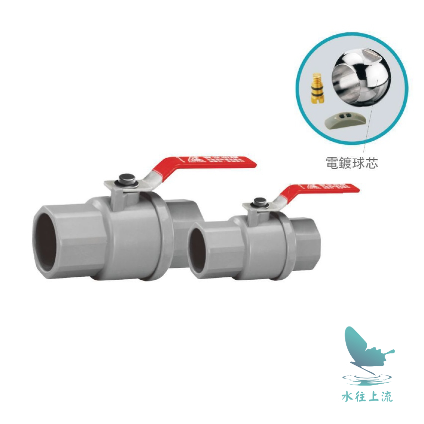 -水往上流-臺灣製造 寶堂牌 電鍍球球閥 紅把手凡而 水管開關 PVC球閥 白鐵柄球閥 | 蝦皮購物