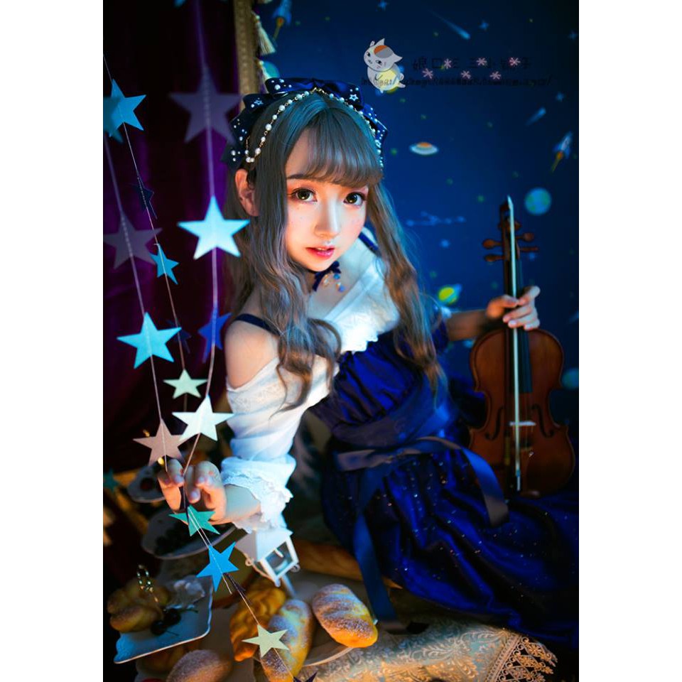 🎀夢幻物語🎀 現貨 繁星之城 星空漸變 吊帶洋裝 星星印花 連身洋裝 軟妹 連衣裙 lolita jsk 蘿莉塔 星空裙 | 蝦皮購物