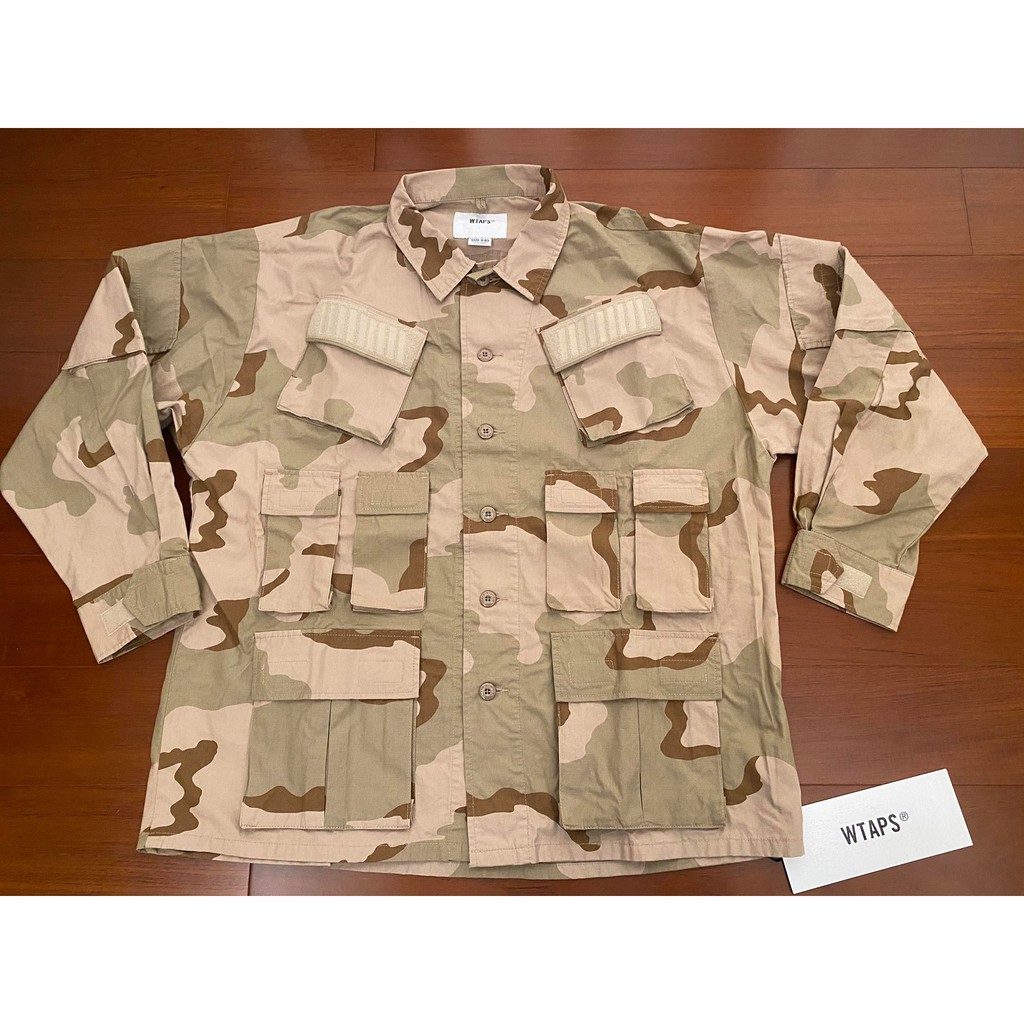 全新L號WTAPS MODULAR LS 02 SHIRT COTTON RIPSTOP CAMO 十袋襯衫沙漠