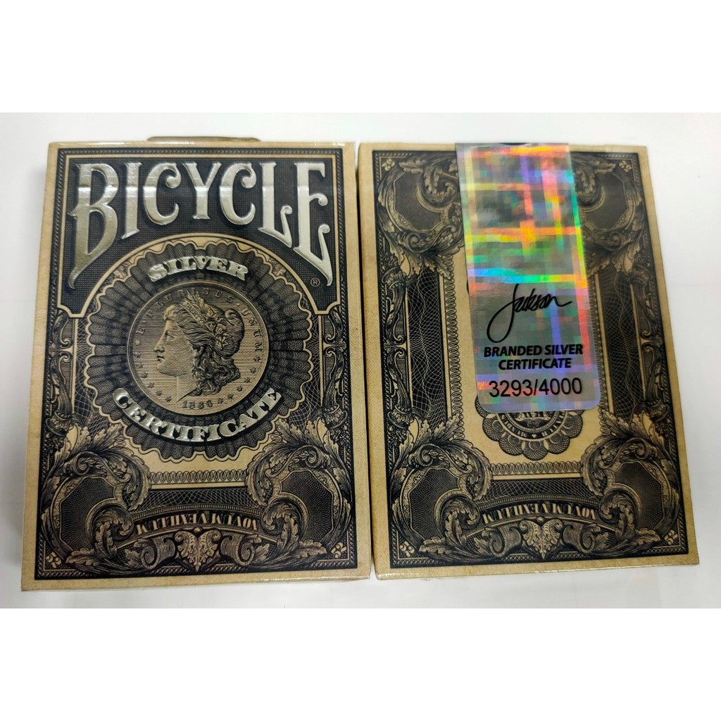 USPCC 撲克】BICYCLE SILVER CERTIFICATE S1 美鈔有編號無編號（小壓角