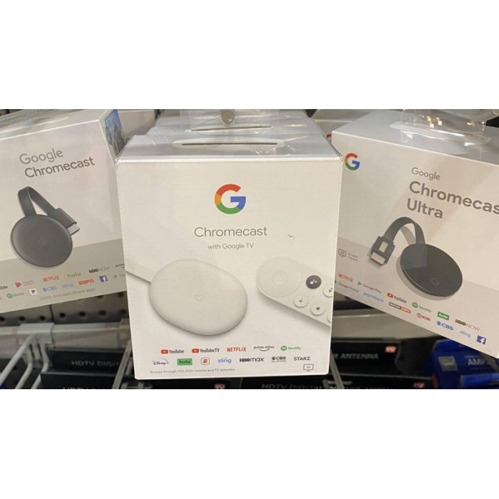 現貨一天內出貨。全新未拆封Google Chromecast 4K / HD 第四代Google TV 聲控電視棒電視盒