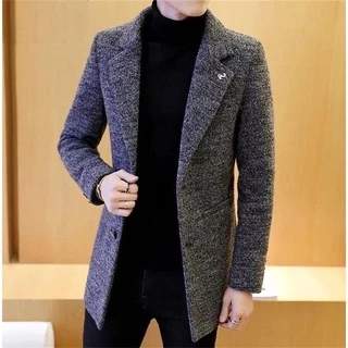外套 呢大衣 男士 韓版 中長款 修身 外套 秋冬季 2020 潮流 帥氣 大碼 風衣 男