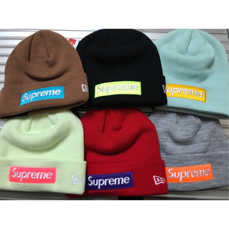area0439】2017 秋冬聯名Supreme x New Era Box Logo Beanie