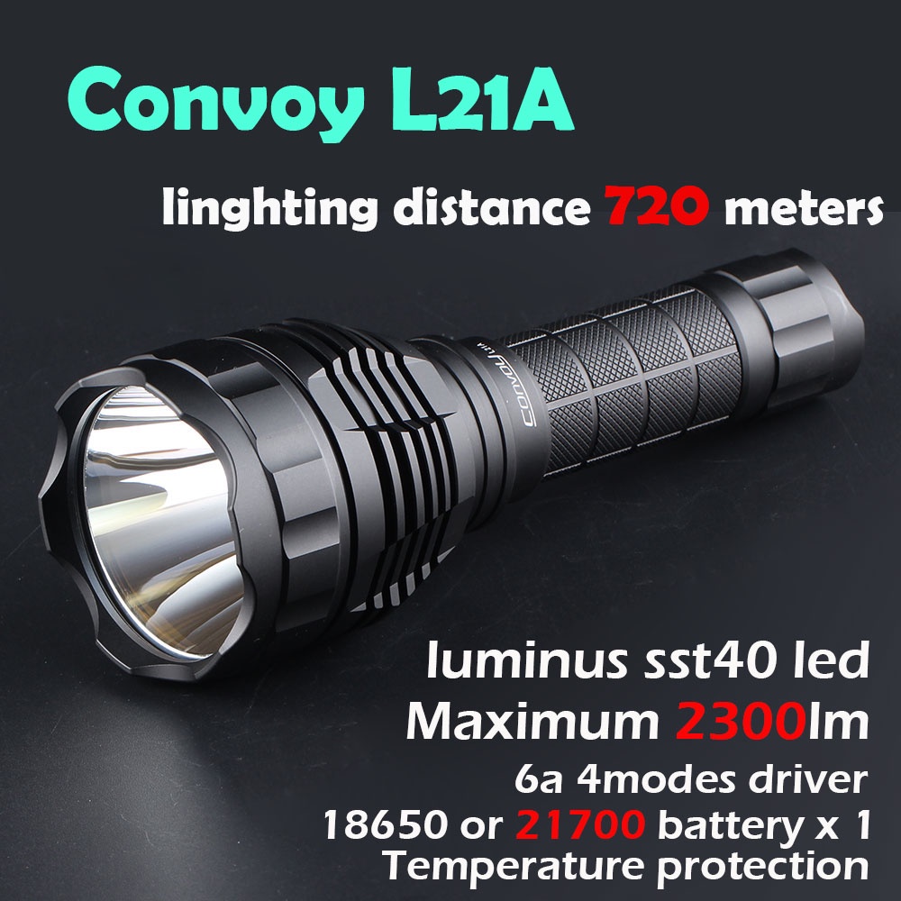 Convoy L21a 大頭遠射手電筒 Luminus Sst40，熱電分離，溫控，2300流明 21700 | 蝦皮購物