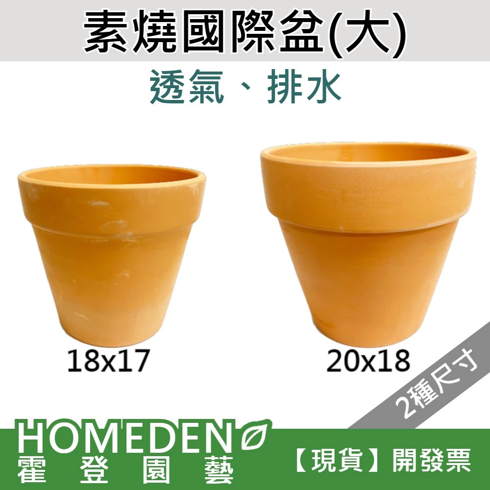 HOMEDEN霍登園藝素燒國際盆大紅陶透氣花盆有孔