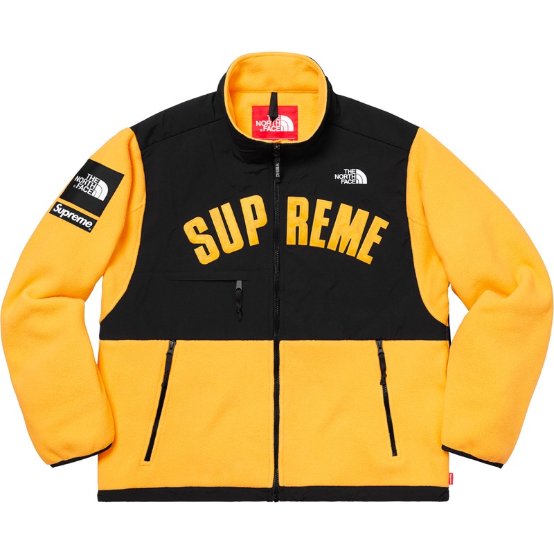 Supreme 2019 s/s The North Face Arc Logo Fleece Jacket 黃色羊毛M