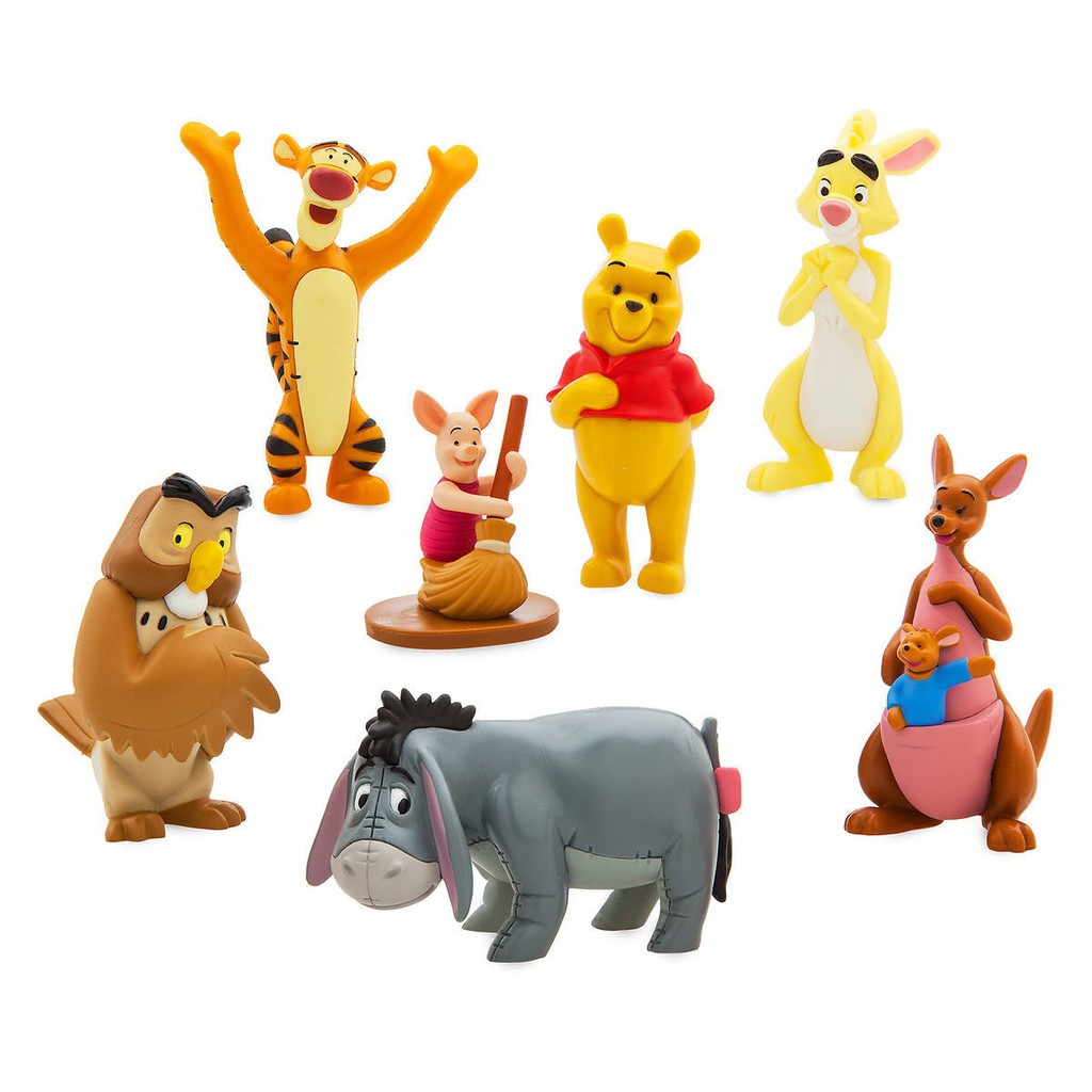 【美國大街】正品.美國迪士尼小熊維尼公仔組 維尼熊公仔7隻組 最高 3.5吋 / 8.9cm | 蝦皮購物