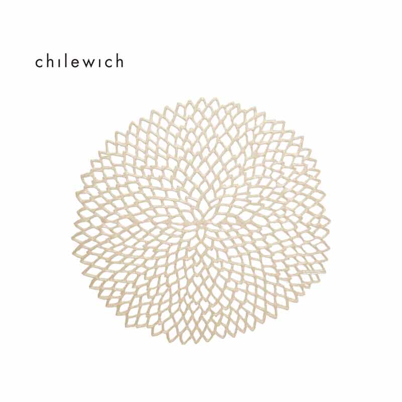 【Chilewich】大麗花 Dahlia 36×39CM圓餐墊 (香檳金) | 蝦皮購物