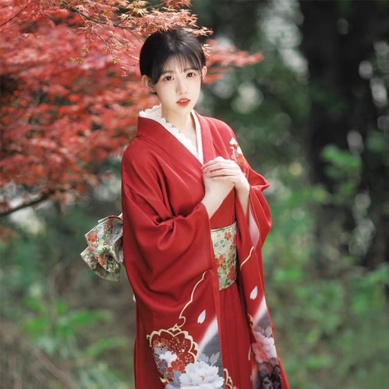 ???15【華麗復古風】日式改良振袖和服｜紅色牡丹圖樣｜旅拍寫真攝影 