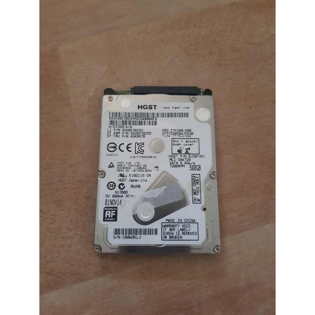 HGST Z5K500-500 HTS725050A7E630-(500G-2.5吋筆電硬碟-7mm)