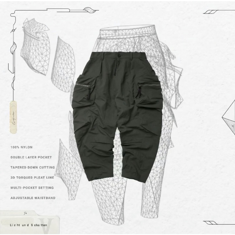 GOOPiMADE P1.L5S - “Choreutics” 3D Utility Pants D-buschgrün