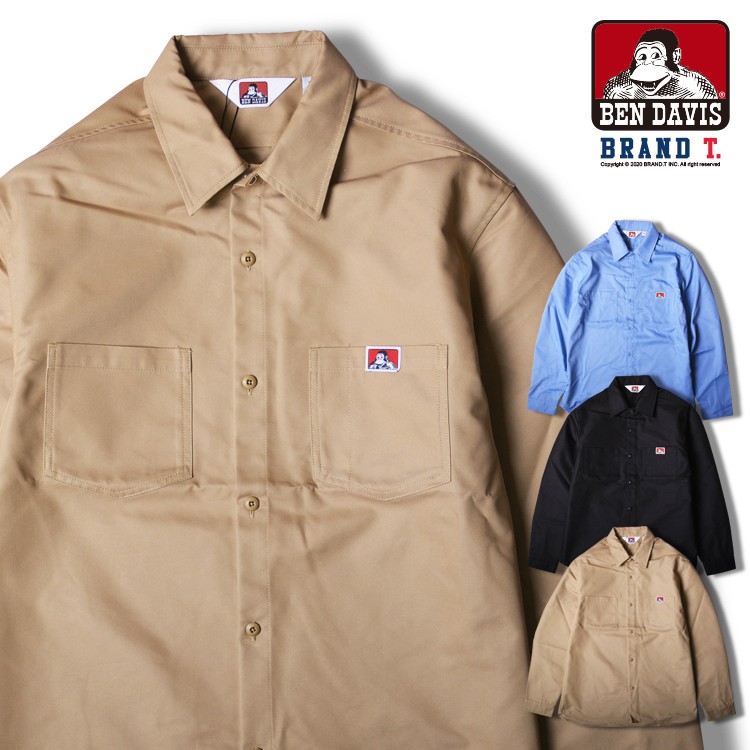 BEN DAVIS BEN'S WORK SHIRTS 素面口袋長袖襯衫猿人3色| 蝦皮購物