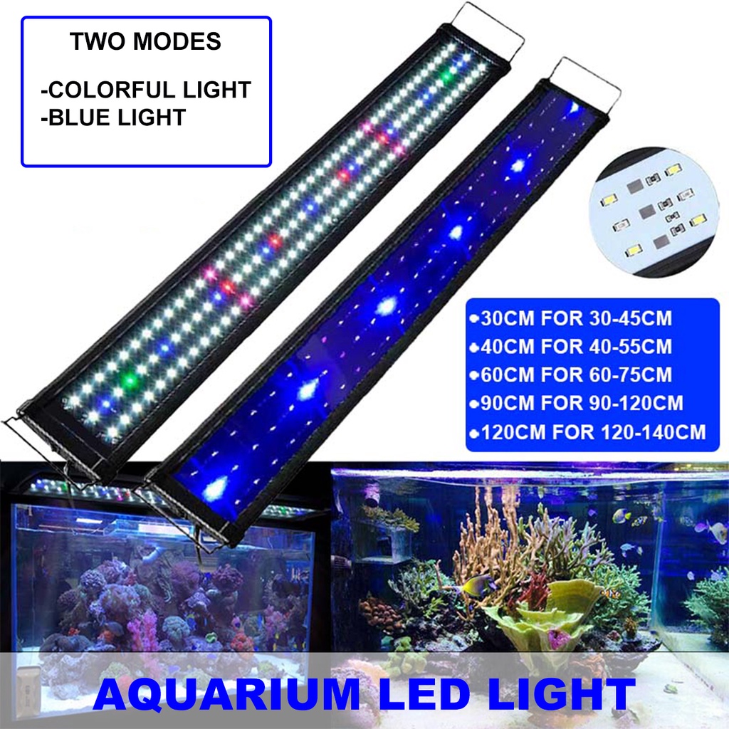 藍色/rgb 30/40/60/90/120CM 防水 LED 水族燈魚缸燈條潛水水下夾燈水生裝飾 12V | 蝦皮購物