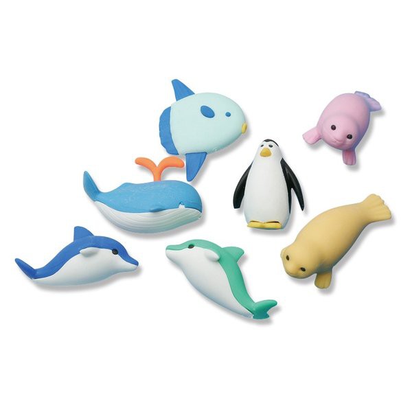 CHL】IWAKO 岩澤海洋生物系列造型橡皮擦橡皮擦擦布擦子海豚鯨魚企鵝 