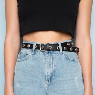 Black Faux Leather Silver Heart Belt