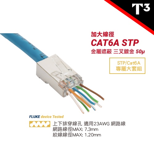 【★ 美國T3 】 穿透 水晶頭 STP 網路 工具專業 大套組 銅殻 Cat5e Cat6A/6 收納盒 護套 B73 | 蝦皮購物