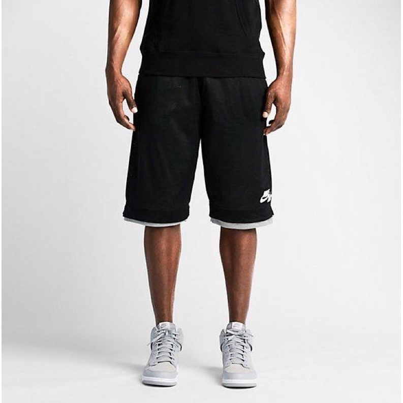 Nike Pickup Game Reversible 黑灰白 雙面短褲 洞洞 球褲 棉褲 646275-010 | 蝦皮購物