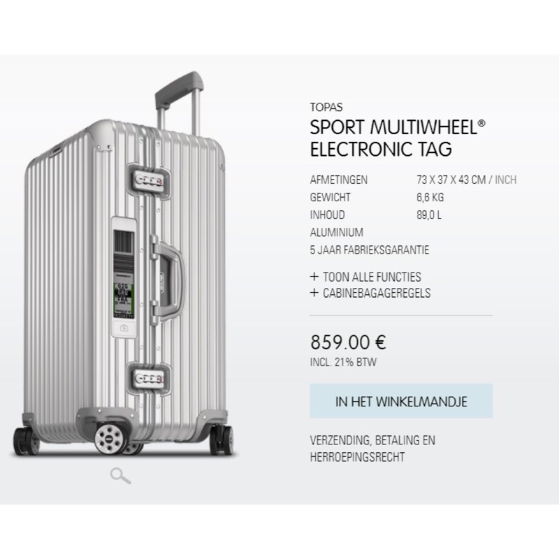 Rimowa topas cheap sport 89l