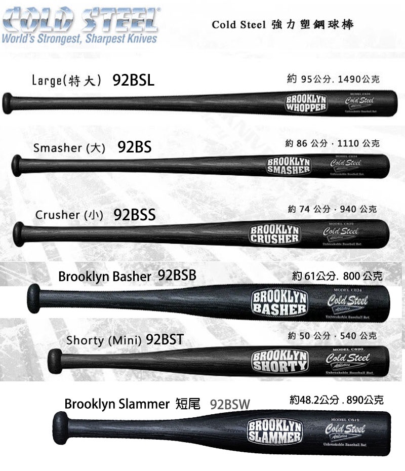 Cold Steel 短尾塑鋼球棒 Brooklyn Slammer Baseball Bat - 92BSW【詮國】 | 蝦皮購物
