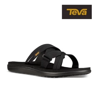 【TEVA】女 Voya Slide 寬版交叉織帶拖鞋/雨鞋/水鞋-黑色 (原廠現貨)