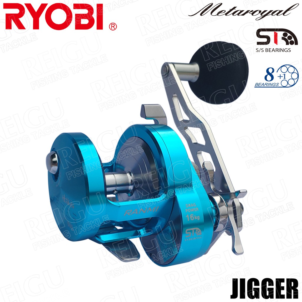 日本RYOBI RANMI JIGGER BT50 鼓式捲線器鐵板慢搖海釣拖釣金屬機身16kg
