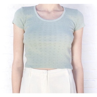 多款現貨】Brandy Melville 🇺🇸 ASHLYN EYELET TOP 義大利製杏色螺紋柔軟短袖