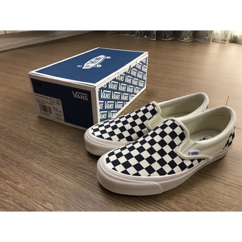 VANS VAULT OG CLASSIC SLIP-ON LX CHECKERBOARD 白/深藍棋盤格US9現貨