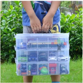 大號兒童合金車玩具箱 三層透明收納盒 (大30格)