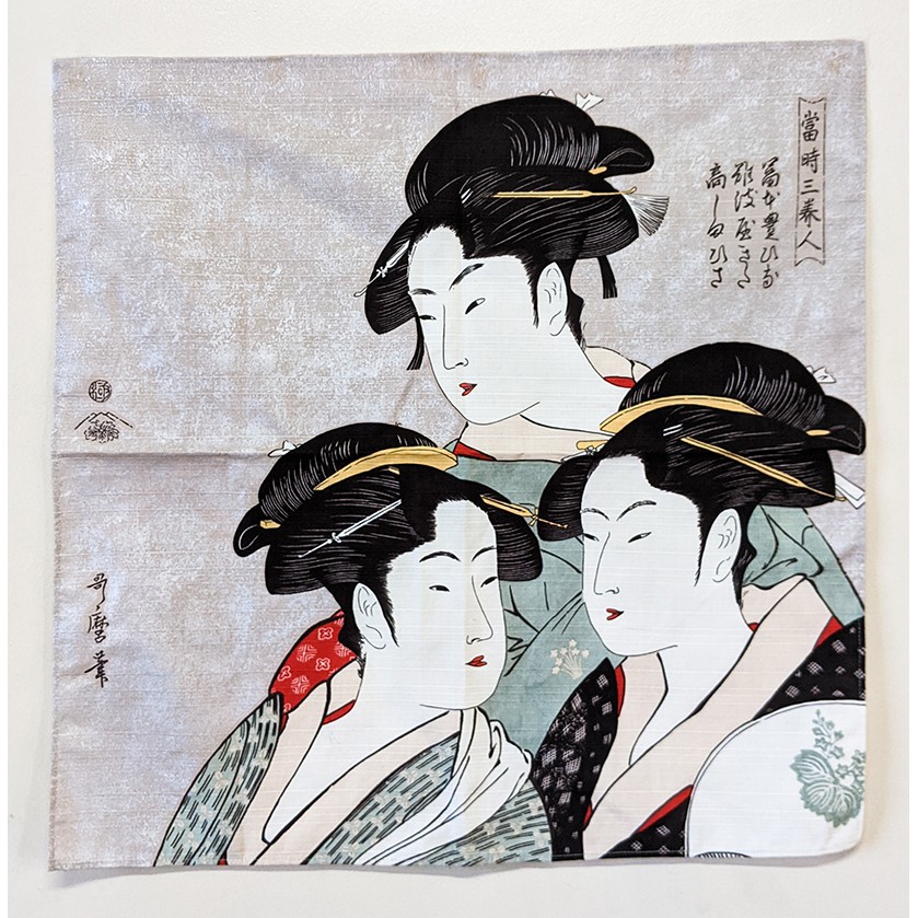 浮世繪掛畫Ukiyoe-喜多川歌麻吕-哥麿業-美人繪-當時三美人。正版日貨