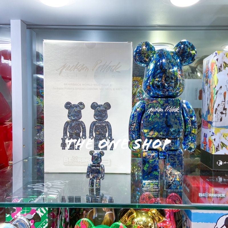 BE@RBRICK Jackson Pollock Chrome 電鍍潑墨電鍍潑墨藝術展場400% 100