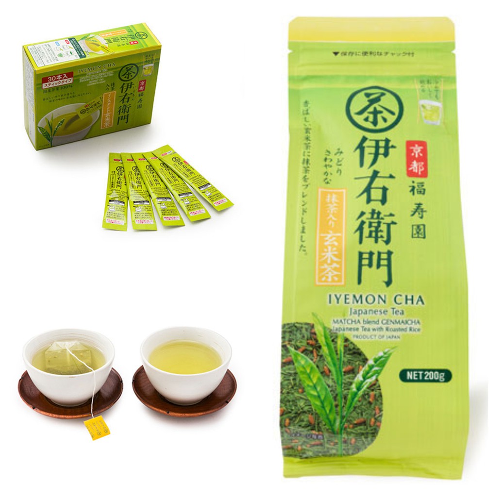 😻三花喵【預購到4/5，4月底出貨】京都 福壽園-伊右衛門，抹茶玄米茶茶葉/茶包/粉末隨身包