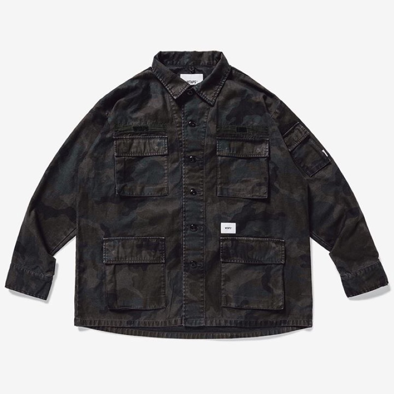 20ss WTAPS JUNGLE LS 02 SHIRT COTTON. SATIN. CAMO 黑迷彩軍裝