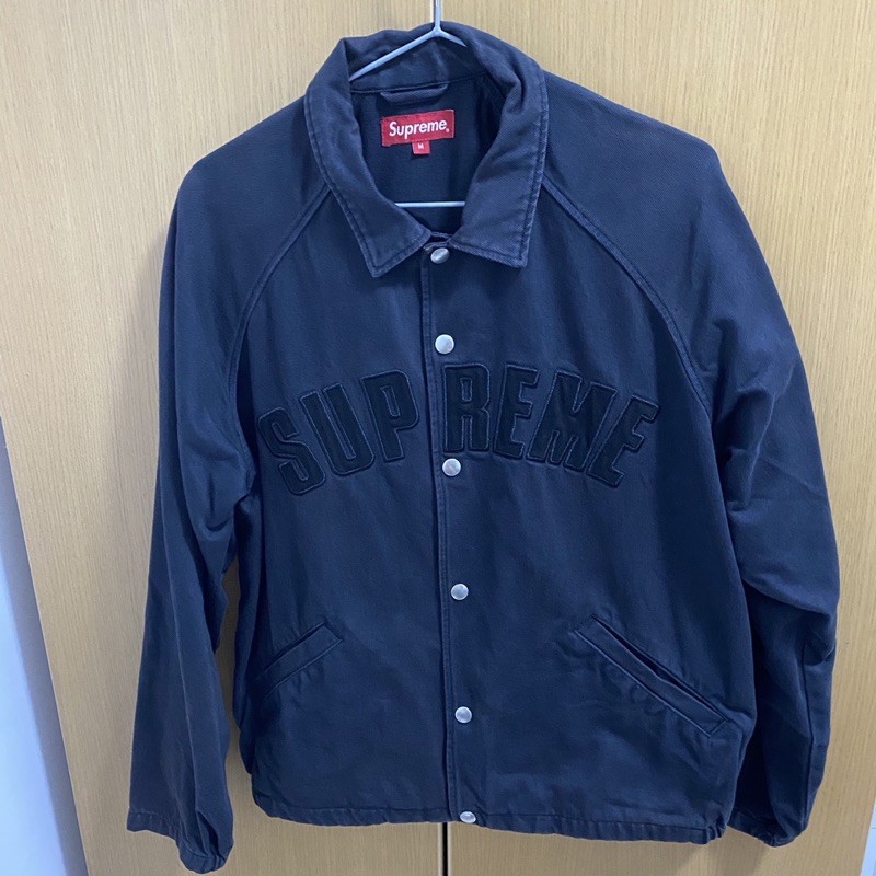 Supreme Snap Front Twill jacket 黑色水洗牛仔外套胸前logo | 蝦皮購物