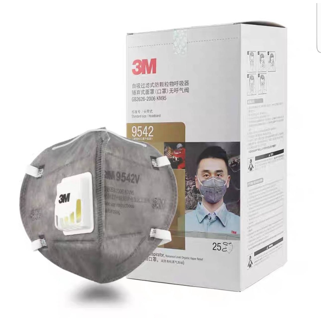 3M KN95口罩9541V 9542V 活性碳口罩防焊接重金屬二手煙.油煙.防異味20 