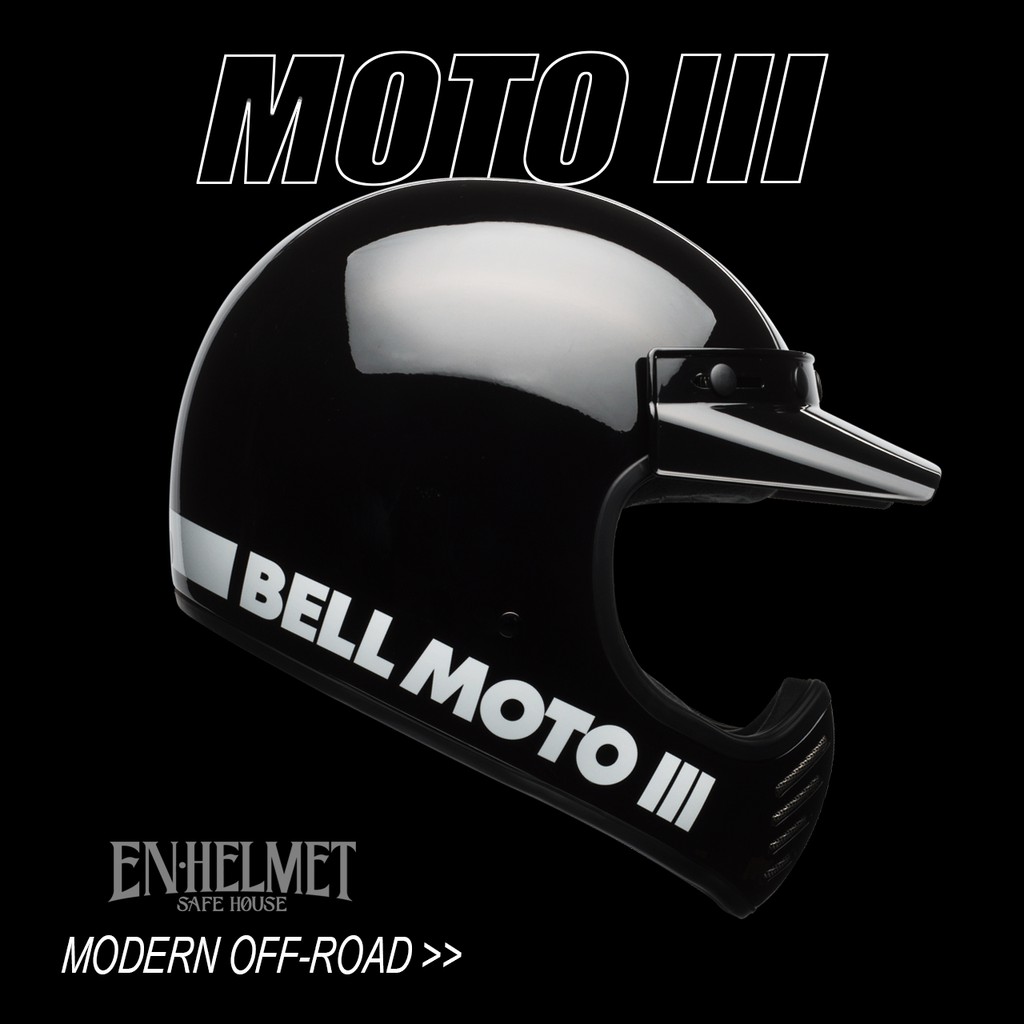 EN安全帽』免運美國BELL MOTO3 亮黑色山車帽原創經典越野帽全罩山車斜