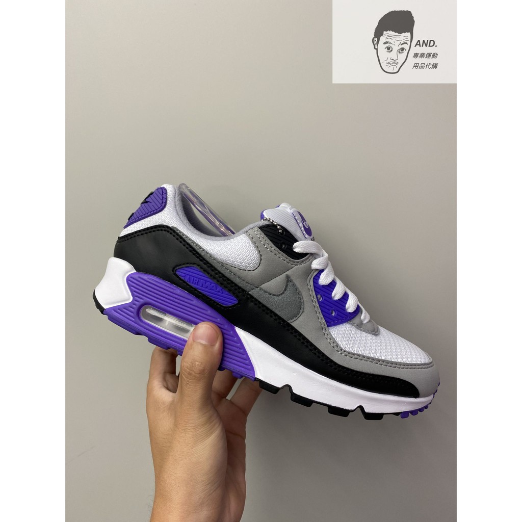 AND.】NIKE AIR MAX 90 灰黑白紫經典復古氣墊緩震休閒穿搭女款CD0490