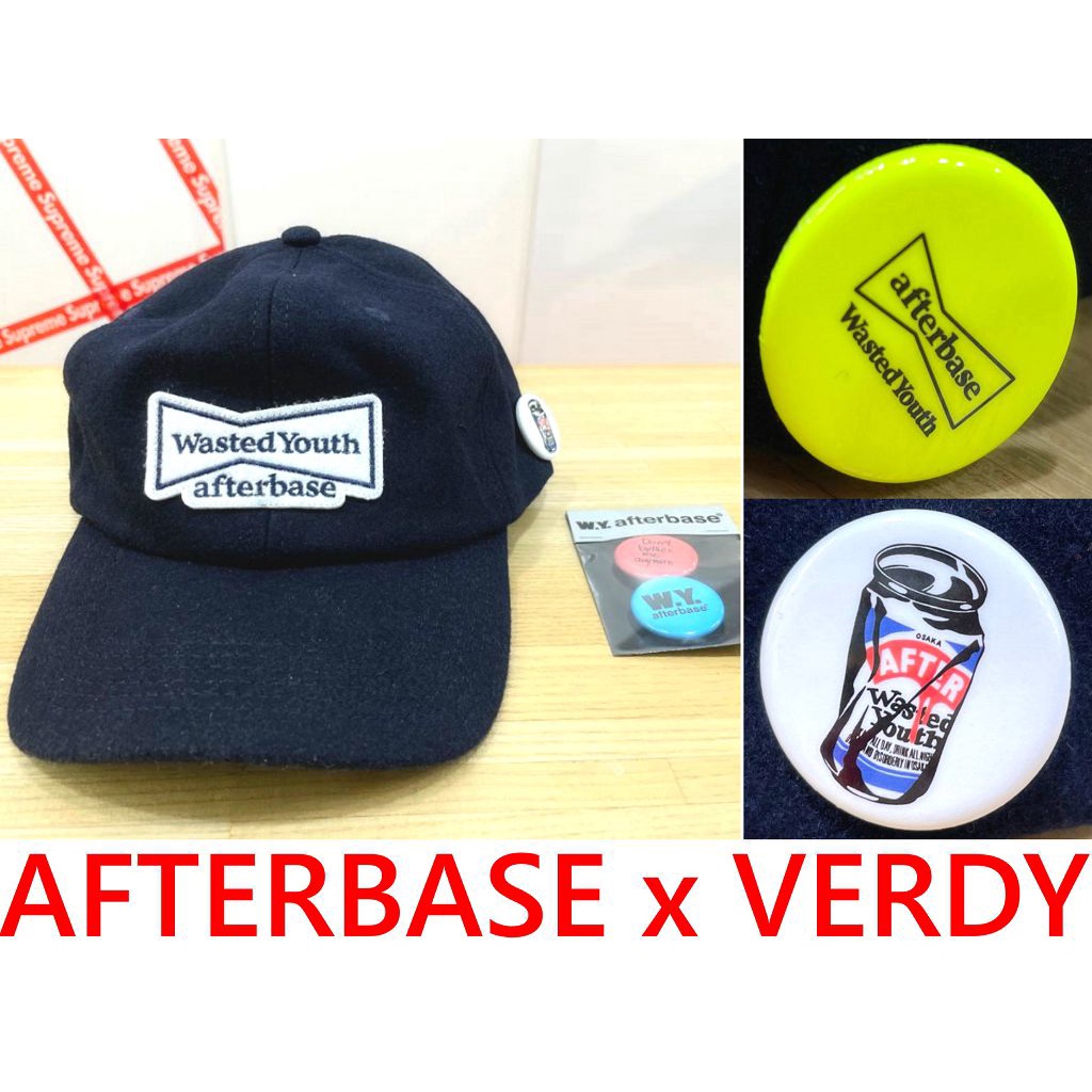 BLACK全新AFTERBASE x VERDY羊毛WASTED YOUTHPIN徽章棒球帽/五分割帽