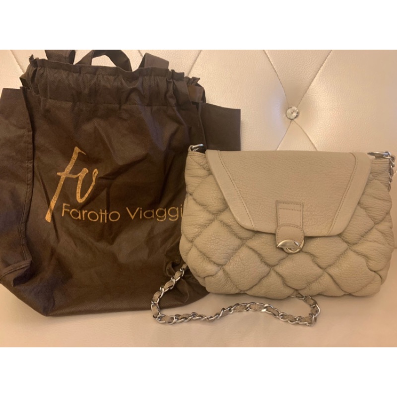 Farotto Viaggi 鹿皮包包 義大利手編 杏色 名媛氣質 蝦皮購物