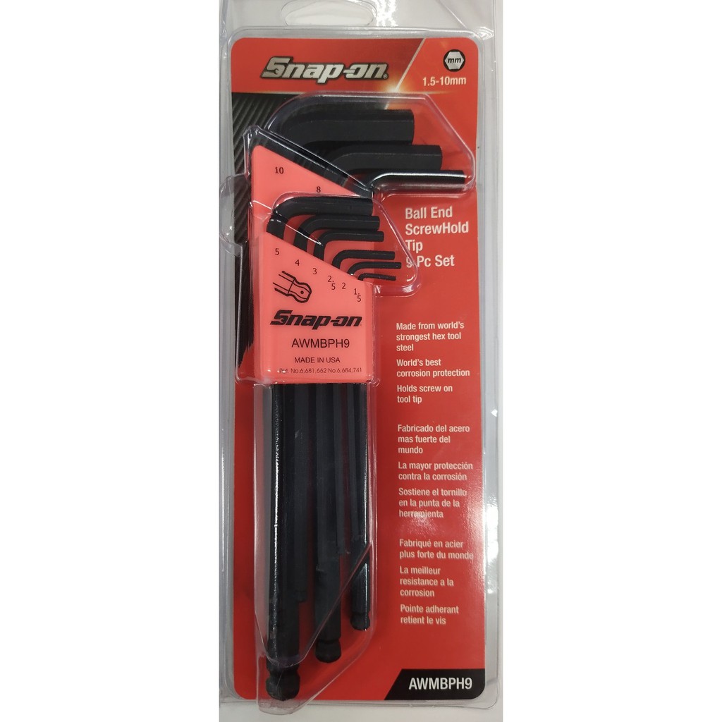 L型扳手組 Snap-on AWMBPH9 1.5 - 10 mm 共9支 | 蝦皮購物