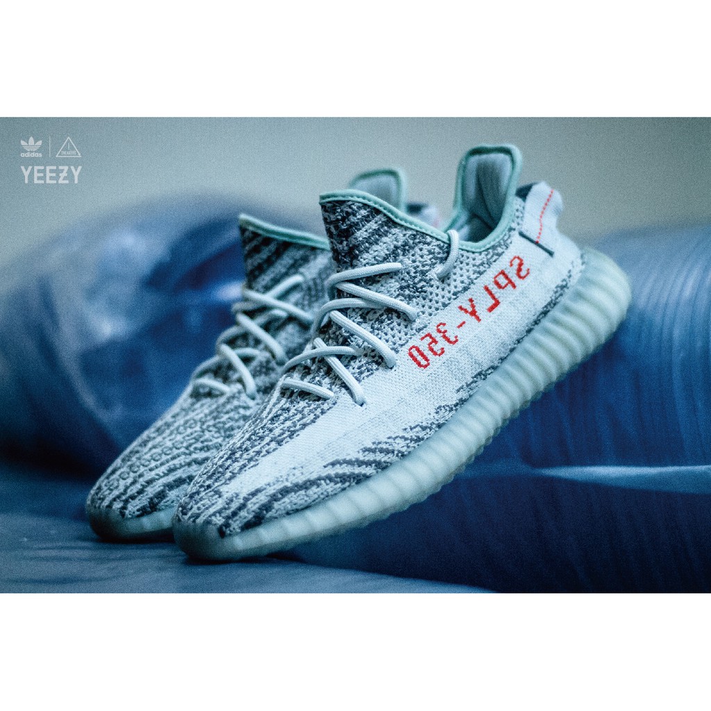 ISNEAKERS adidas Yeezy Boost 350 V2 Blue Tint 冰藍灰斑馬B37571