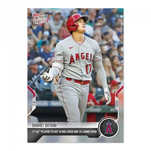 大谷翔平球員卡2021 Topps NOW Card 484 美聯首位21場出賽16轟選手