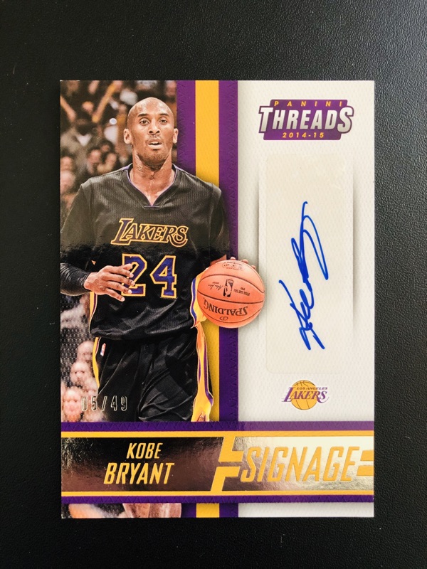 簽名卡親筆簽名限量49張2014-15 Panini Threads Kobe Bryant Auto /49