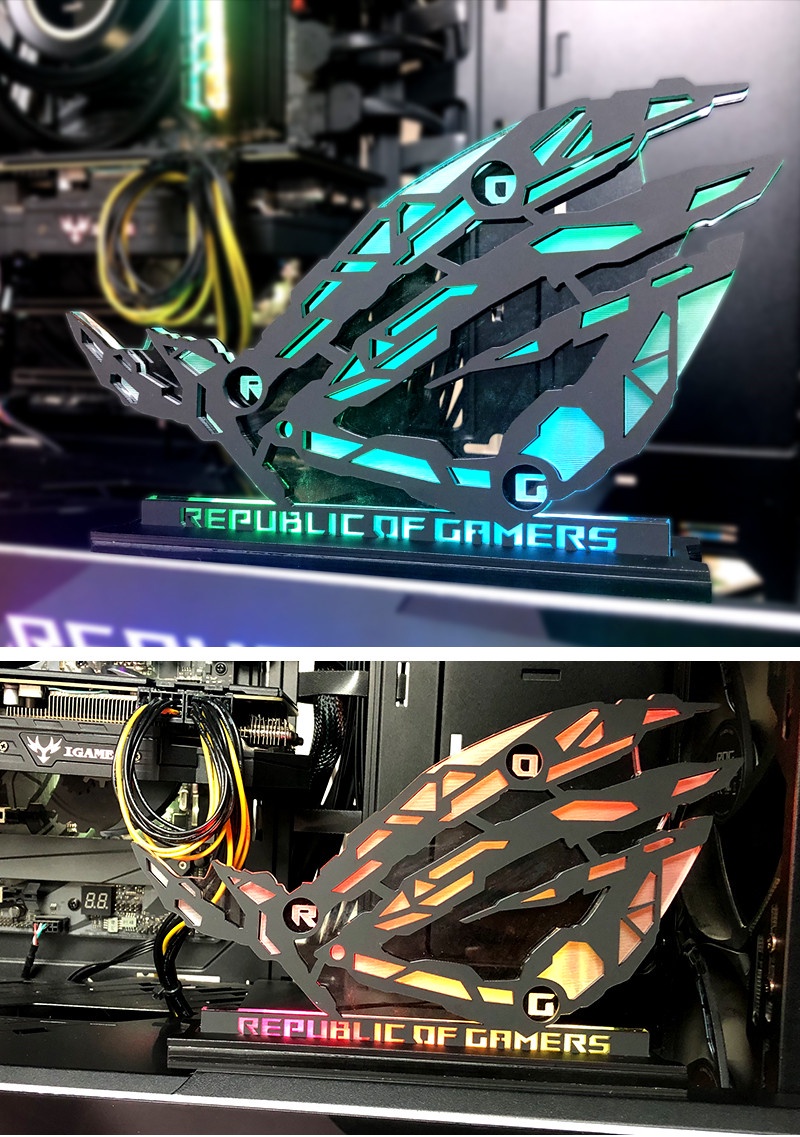 華碩 ASUS ROG 信仰 敗家之眼 ARGB 側透機殼 模型 機械眼 RGB神光同步桌上電腦裝飾 手辦 太陽神DIY | 蝦皮購物