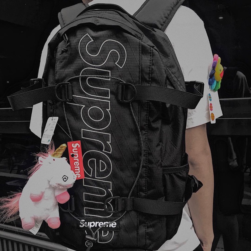 Supreme 18fw backpack black 黑色 背包 45th