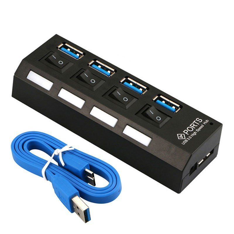 4孔排插式 USB HUB 獨立開關控制 分線器 USB 3.0 集線器 大功率 帶開關帶藍光 桌電筆電利器 | 蝦皮購物